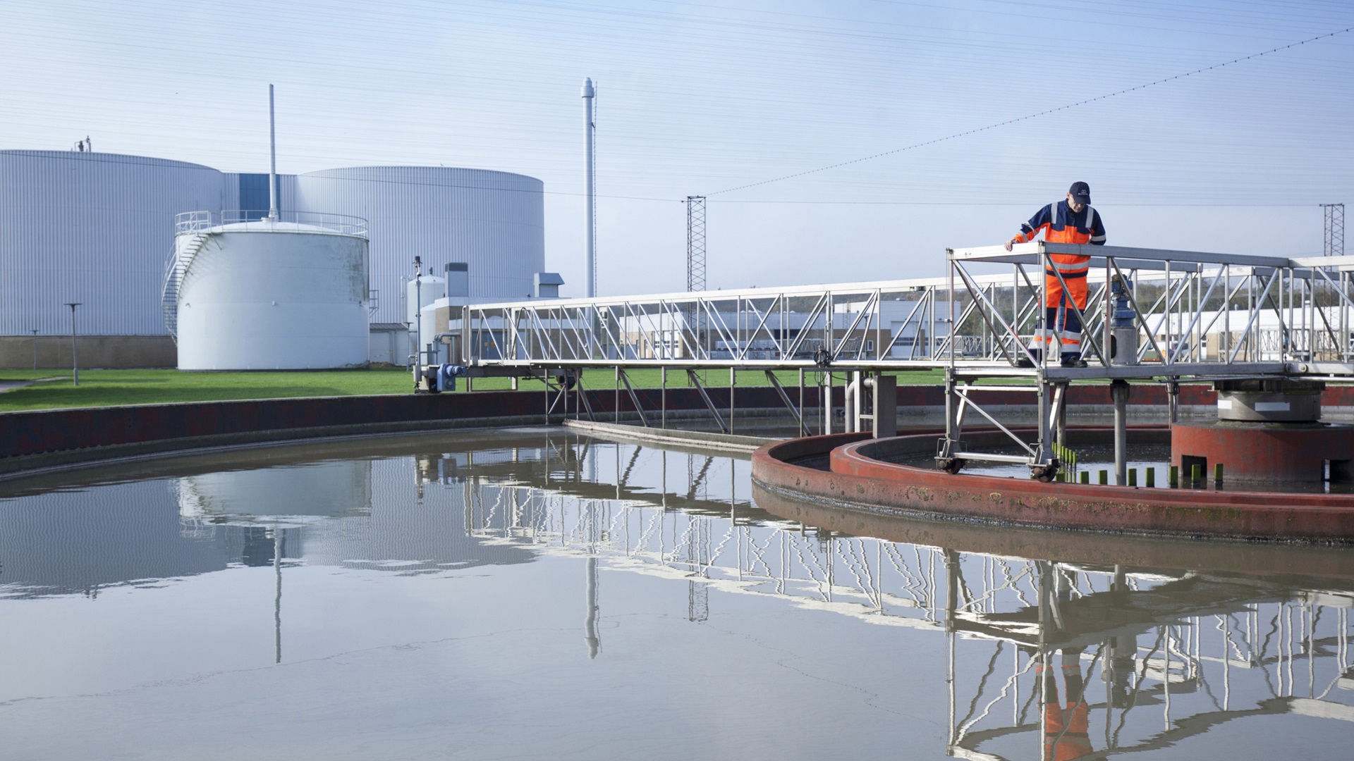Wastewater plant, man looking, Wastewater treatment segment